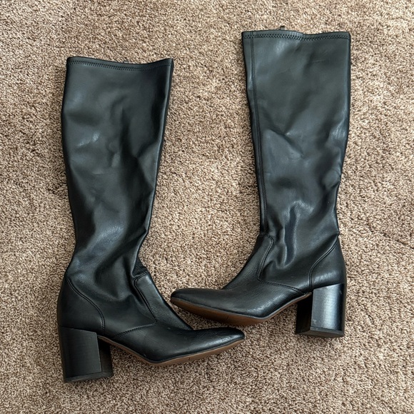 Franco Sarto Elegant Black Knee-High Boots - Picture 2 of 6